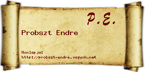 Probszt Endre névjegykártya